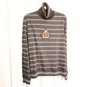 Roberto Cavalli Class Boys Turtleneck Striped Cotton Sweater Shirt Size 16 NWT